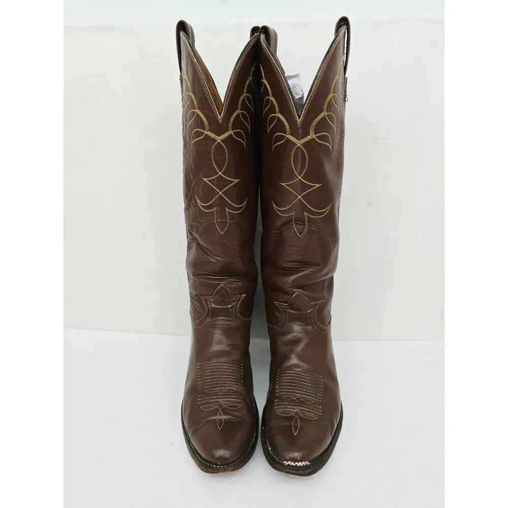 Vintage Justin Men's Knee High Western Cowboy Boots Brown 11